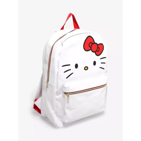 Sanrio Hello Kitty Bow Face White Faux Leather Mini Backpack Purse Bag main image 4